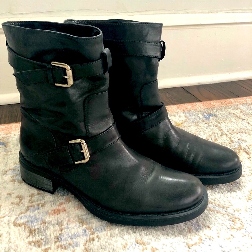 Aquatalia black moto boots